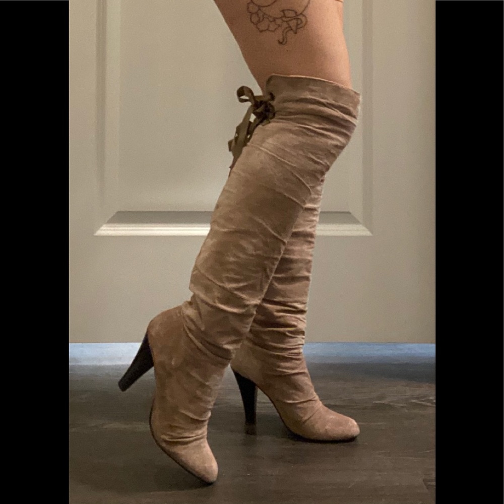 Knee high suede boots